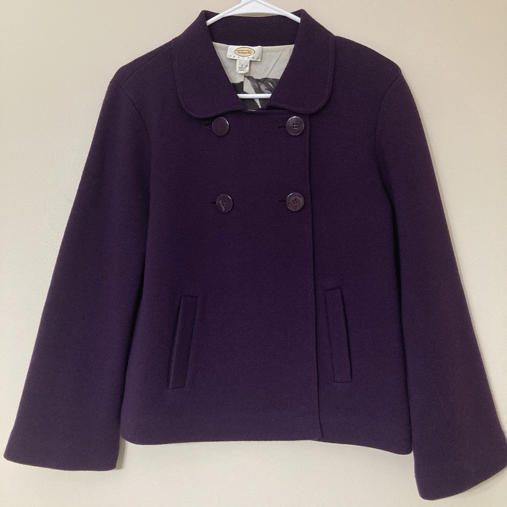 Talbots Petite Small Womens Purple Lined 100% Merino Wool Blazer Jacket Coat - Picture 2 of 14